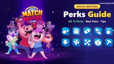 Match Masters Perks Guide: All 14 Perks + Best Tips 10 Match Masters Perks Guide cover with Match Masters characters and perk icons, including Star Maker and Mini Cleo