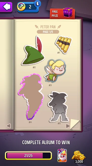 Match Masters Stickers: How to Get, Trade & Complete Albums 5 Match Masters album page with PAGE PRIZE, page number, missing sticker outlines, Sticker Token count and the COMPLETE ALBUM TO WIN bar