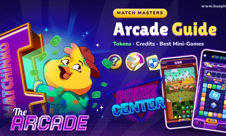 Match Masters Arcade Guide: Tokens, Credits & Prize Center 1 Match Masters Arcade guide cover with Prize Center rewards, Matchinko and Roll Runner
