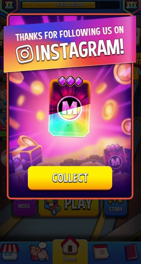 Match Masters Daily Gifts: Free Gifts, Free Boosters & Reward Keys 3 Match Masters in-game reward claim screen showing a free Tier 3 diamond booster card collected from an official gift link