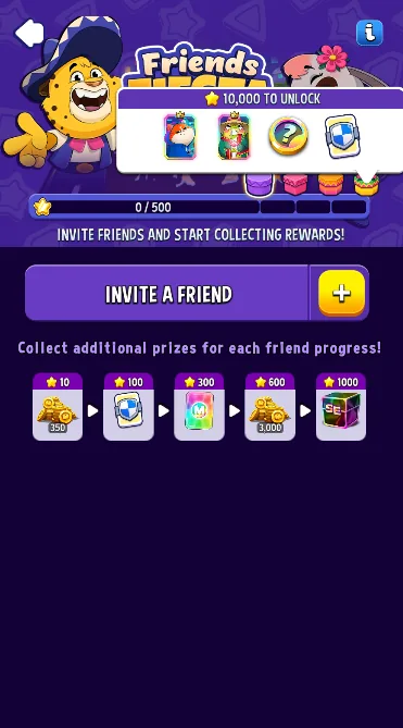 Match Masters Invite Friends: Friends Fiesta Rewards Guide 3 Match Masters Friends Fiesta rewards: shared bar box that unlocks at 10,000 stars and per-friend milestones at 10, 100, 300, 600 and 1,000 stars