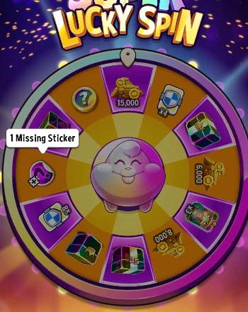 Match Masters Stickers: How to Get, Trade & Complete Albums 7 Match Masters Super Spin wheel with a 1 Missing Sticker tooltip on the Missing Diamond Sticker prize