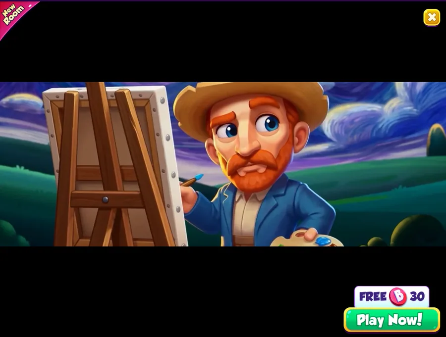 Bingo Bash Free Chips: Today's Freebies & Gift Links 8 Bingo Bash New Room welcome screen offering 30 free chips with a Play Now button