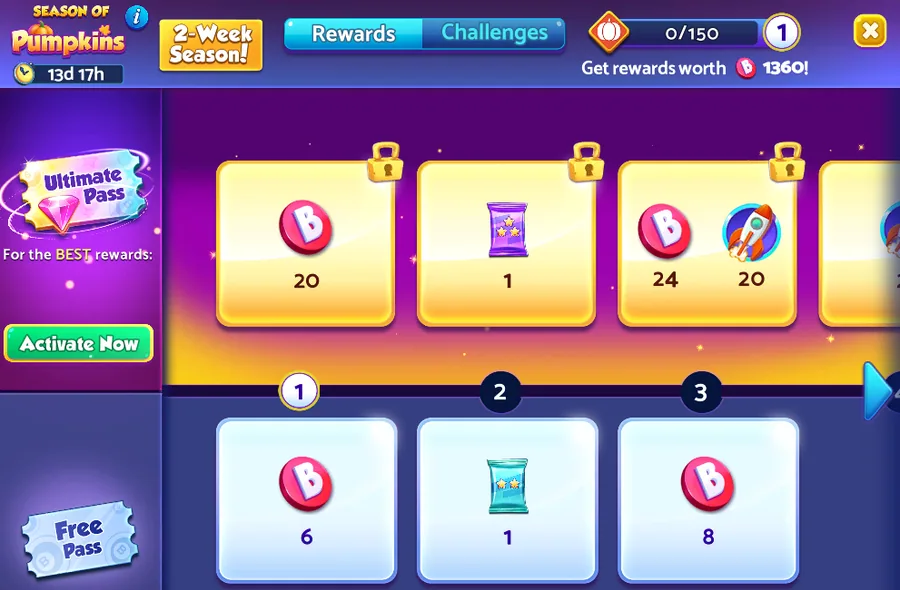 Bingo Bash Free Chips: Today's Freebies & Gift Links 7 Bingo Bash Season of Pumpkins rewards with Chips and album packs on the Free Pass and the Ultimate Pass row above